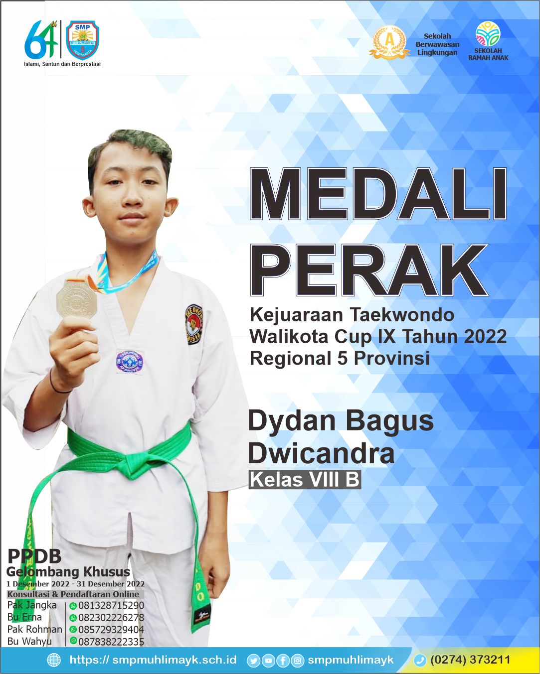 Medali Perak Kejuaraan Taekwondo Walikota Cup IX Tahun 2022 Regional 5 Provinsi