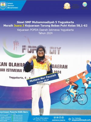 Juara 3, Kejuaraan Tarung Bebas Putri kelas 58, 1-62. Kejuaraan POPDA Daerah Istimewa Yogyakarta Tahun 2024