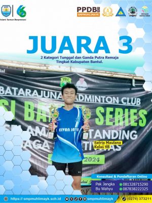 Juara 3, 2 Kategori Tunggal dan Ganda Putra Remaja Tingkat Kabupaten Bantul Juara 3, 2 Kategori Tunggal dan Ganda Putra Remaja Tingkat Kabupaten Bantul
