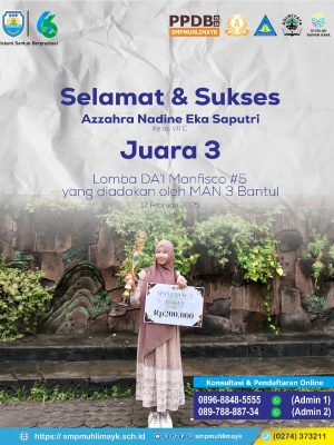 Juara 3 Lomba Da'i Manfisco #5 oleh MAN 3 Bantul Juara 3 Lomba Da'i Manfisco #5 oleh MAN 3 Bantul