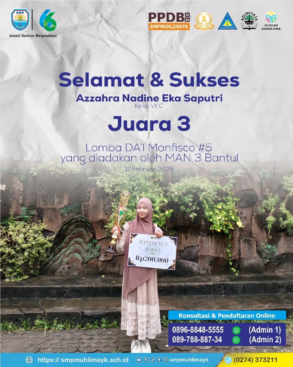 Juara 3 Lomba Da'i Manfisco #5 oleh MAN 3 Bantul