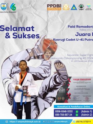 Juara 1 Kyorugi Cadet U-41 Putra Kejuaraan Super Fight Taekwondo Championship #2 2024 Juara 1 Kyorugi Cadet U-41 Putra Kejuaraan Super Fight Taekwondo Championship #2 2024