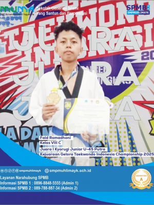 Juara 1 Kyorugi Junior U-45 Putra Kejuaraan Gelora Taekwondo Indonesia Championship 2025 Juara 1 Kyorugi Junior U-45 Putra Kejuaraan Gelora Taekwondo Indonesia Championship 2025