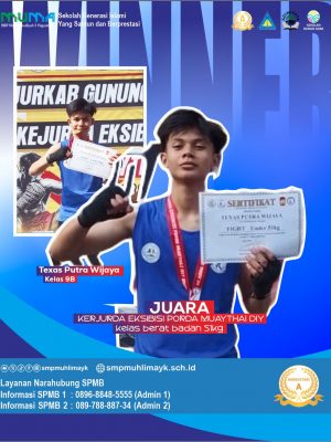 Juara dalam Kejurda Eksibisi Porda Muathai DIY Kelas Berat Badan 51 kg Juara dalam Kejurda Eksibisi Porda Muathai DIY Kelas Berat Badan 51 kg