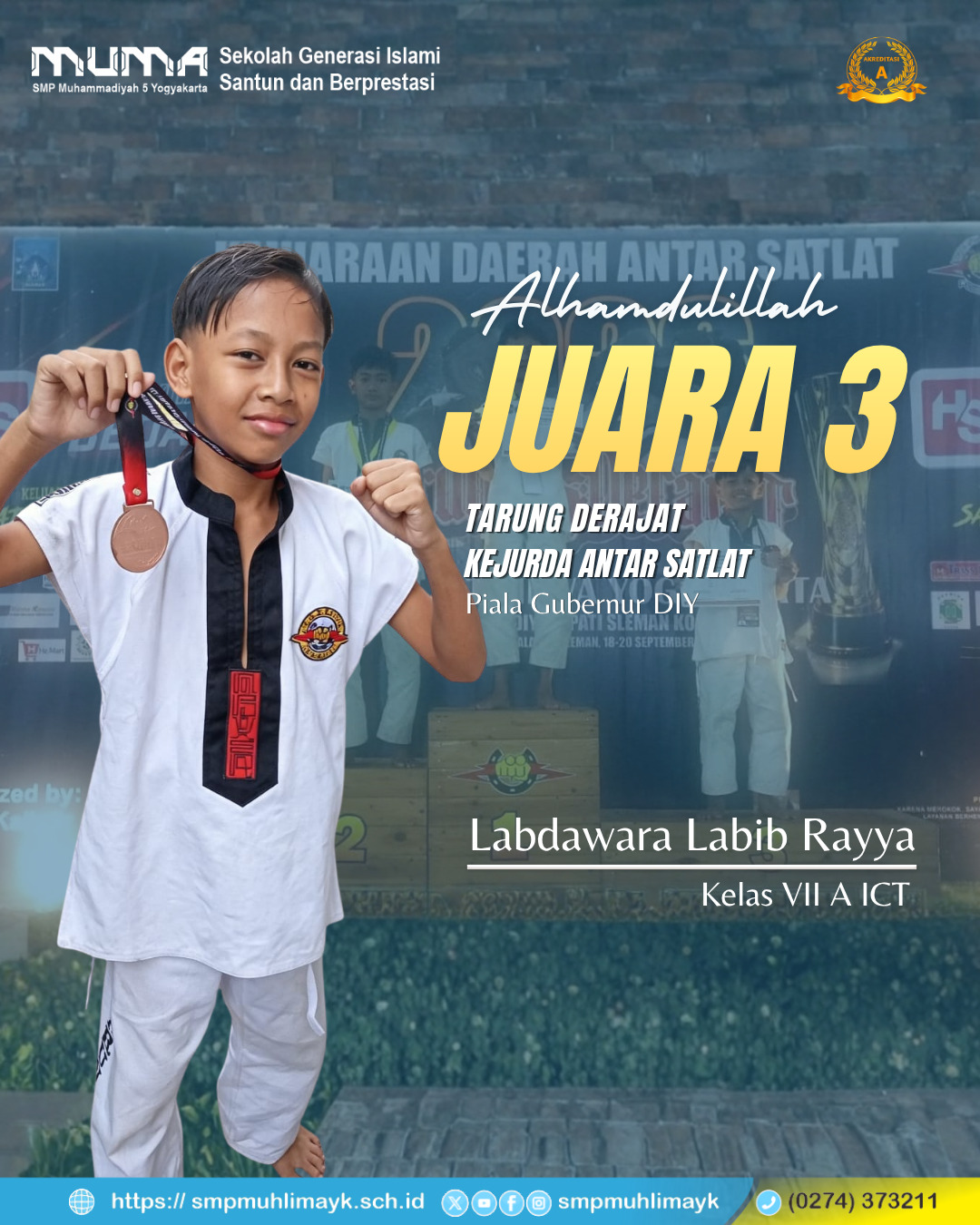 Juara 3 Tarung Derajat Kejurda Antar Satlat Piala Gubernur DIY.